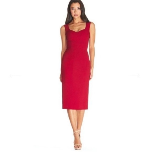 NWT Dress the Population Women Nicole Sweetheart Neck Bodycon Midi Dress Sz XXL - Picture 2 of 12